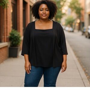 Lafayette 148 New York  Design By  Edward Wilkerson Elegant Black Women's Top